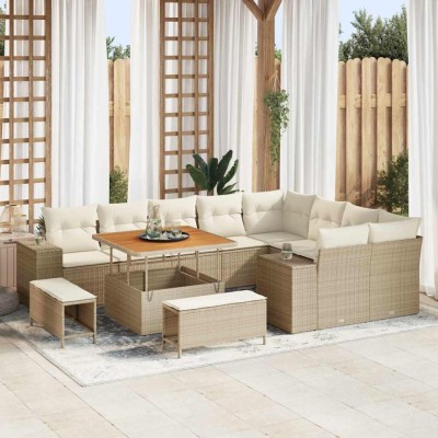 vidaXL Set de canapele pentru grădină 12 pcs Bej poliratan 3362036 foto
