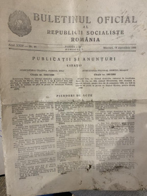 Buletinul oficial al Republicii Socialiste Romania 14 septembrie 1989 foto