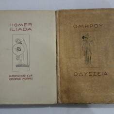 HOMER - ILIADA / ODISEA (doua volume) - In romaneste de GEORGE MURNU - Cultura Nationala, 1924 