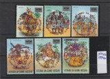 Guinea-Bissau 1974 - Centenar U.P.U.,serie 6 valori dantelate,supratipar rosu, MNH.MI.374-379 Ab