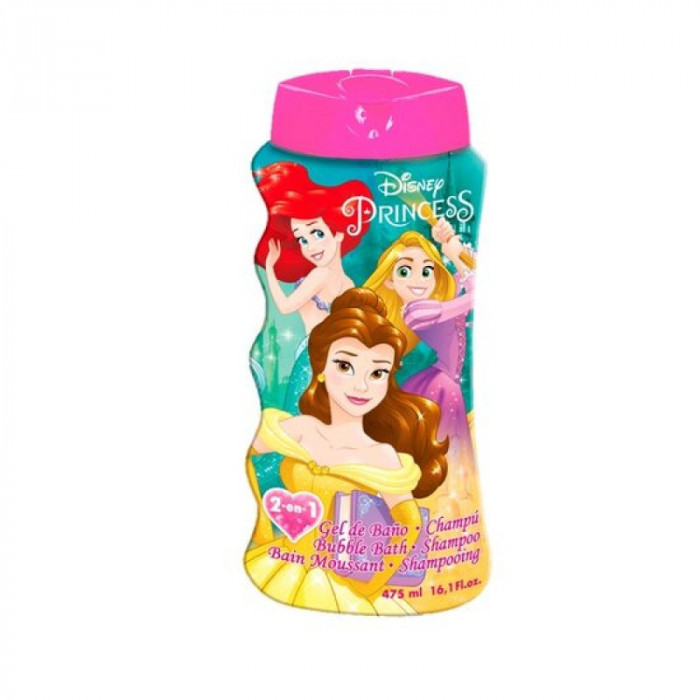 Gel de dus si sampon 2 in 1 Princess, 475 ml, PH fiziologic, formula blanda