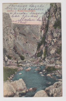 Carte postala Turda , Cheile Turzi , litho , circulata 1908 foto