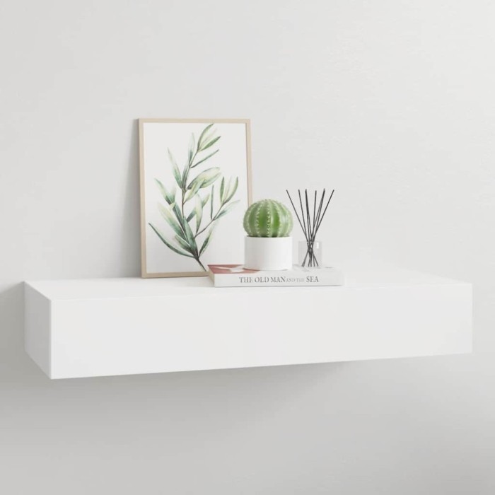 Raft de perete cu sertar, alb, 60x23,5x10 cm, MDF