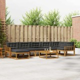 vidaXL Set de canapele de exterior cu pernă 8 pcs Natural și Antracit 3367925