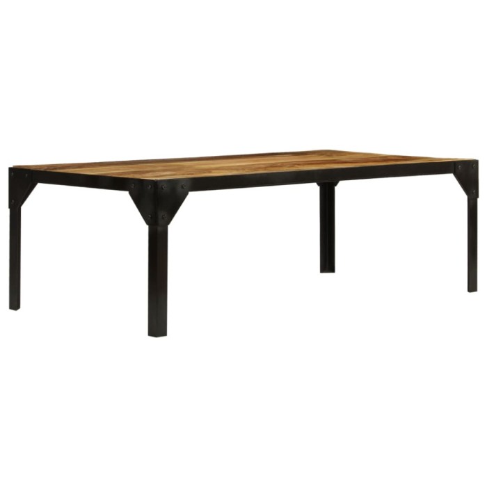 vidaXL Măsuță de cafea, 110 cm, lemn masiv de mango nefinisat, oțel
