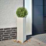 Gossi jardiniera de gradina, alb, 30x26x75 cm, otel, triunghiulara