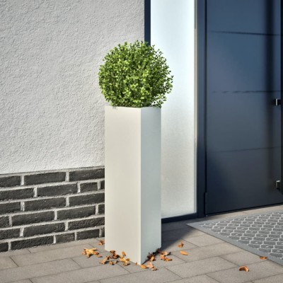Gossi jardiniera de gradina, alb, 30x26x75 cm, otel, triunghiulara foto