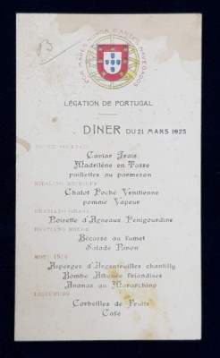 LEGATIA PORTUGALIEI , MENIUL UNUI DINEU , 21 MARTIE 1925 foto