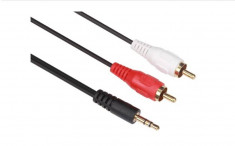 Cablu audio Stereo Velleman Jack 3.5 mm Male la 2x RCA Male Basic 2.5m Negru foto