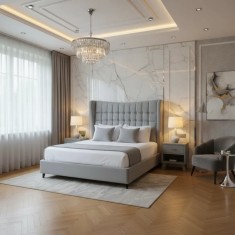 Pat Toscana 180x200 cm Tapitat Stofa Gri Somiera Inclusa (cod ML 1704)