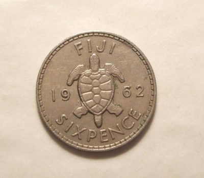FIJI 6 PENCE 1962 TESTOASA foto