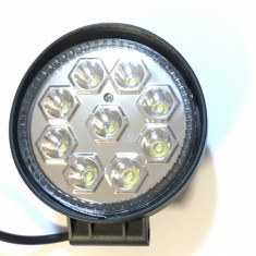 Proiector LED Auto Offroad 9 LEDuri 27W 12V/24V Rotund Lentila Silver foto