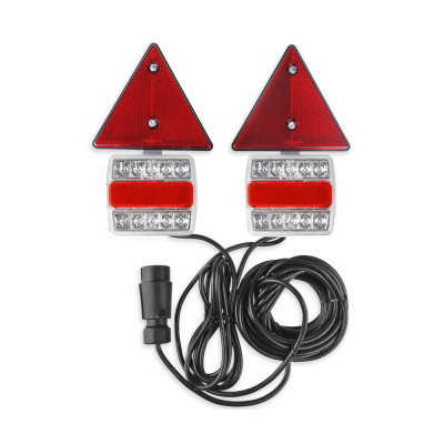 Set lampi stop LED cu magnet si cablu 75m 12V cu catadioptri triunghiulari 2buc Amio Garage AutoRide foto