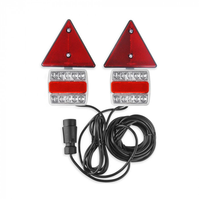 Set lampi stop LED cu magnet si cablu 75m 12V cu catadioptri triunghiulari 2buc Amio Garage AutoRide