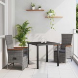 VidaXL Scaune Reclinabile Grădină 3 pcs Gri Gri &icirc;nchis 80 x 80 x 73 cm