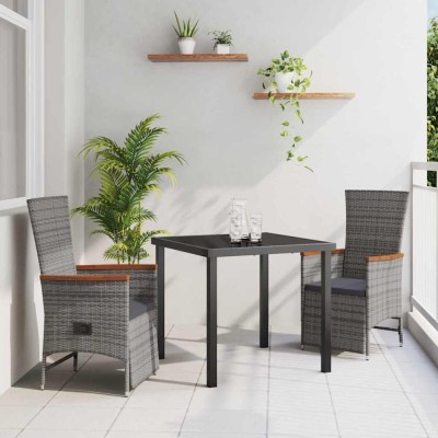 vidaXL Set de masă pentru grădină cu pernă 3 pcs Gri Rattan poli 3379450 foto