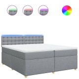 Cumpara ieftin Pat box spring cu saltea, gri deschis, 200x200 cm, textil