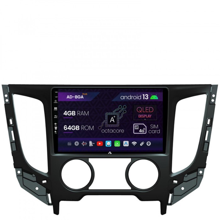 Navigatie Mitsubishi L200 (2014-2020), Android 13, A-Octacore 4GB RAM + 64GB ROM, 9 Inch - AD-BGA9004+AD-BGRKIT273