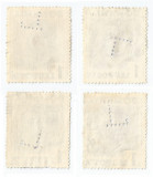 *Romania, lot 3 cu 4 timbre perforate identice cu perforatii in pozitii diferite, Stampilat