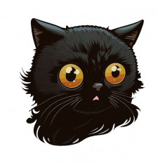 Sticker decorativ Pisica, Negru, 55 cm, 6126ST