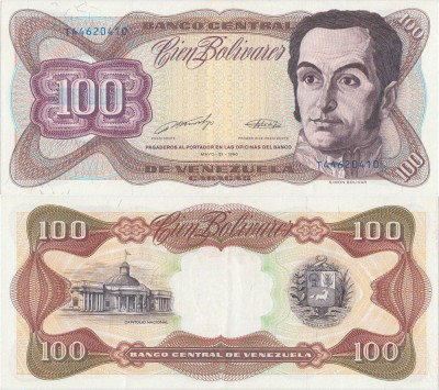 1990 (31 V), 100 Bol&amp;iacute;vares (P-66c) - Venezuela foto
