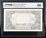 1000 lei martie 1945 PMG66 unc bancnota gradata
