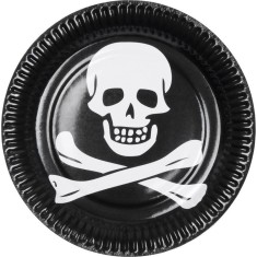 Set 6 farfurii Jolly Rogers, 23 cm, negru