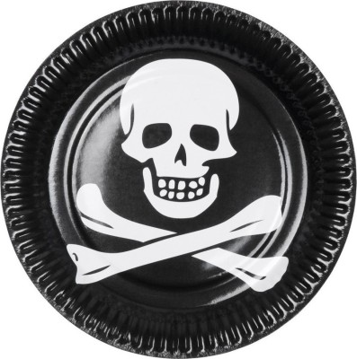 Set 6 farfurii Jolly Rogers, 23 cm, negru foto