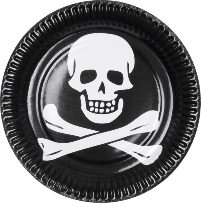 Set 6 farfurii Jolly Rogers, 23 cm, negru