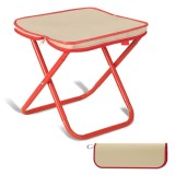 Scaun Pliabil, pentru Adulti, Portabil, pentru Camping, Pescuit, din Panza Oxford si Cadru Metalic, 24 x 24 x 28 cm, Rosu/Bej