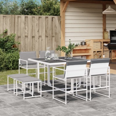 Gossi set mobilier de gradina, 9 piese, cu perne, alb, textilena foto