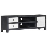 vidaXL Comodă TV sculptată manual gri&amp;alb 120x30x40cm lemn masiv mango