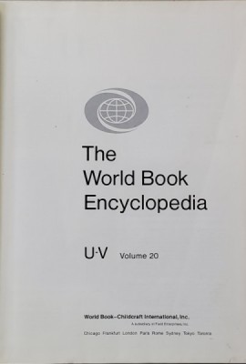 THE WORLD BOOK ENCYCLOPEDIA , VOLUMUL 20 - U-V , 1978 foto