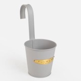 Masca Ghiveci Suspendabilă Metalică Gri cu Patch Auriu, CMCLASS