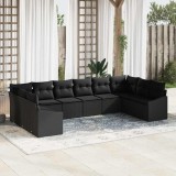 Cumpara ieftin Set de canapele pentru grădină 10 pcs Negru Rattan poli