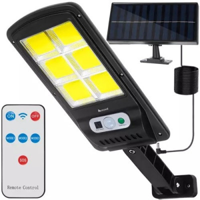 Lampa solara gradina, 120 LED-uri COB, senzor miscare, 3 moduri iluminare, telecomanda, IP65, ABS foto