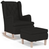 Cumpara ieftin Fotoliu balansoar cu taburet, negru, material textil