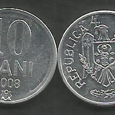 MOLDOVA 10 BANI 2008 [1] XF ++ / a UNC , livrare in cartonas