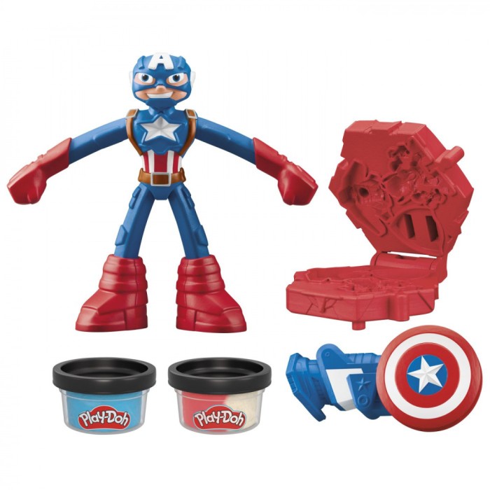 PLAY-DOH MARVEL FIGURINA FLEXIBILA CU ACCESORII CAPTAIN AMERICA 10CM