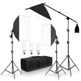 Cumpara ieftin Set de lumini pentru studio 3 soft box + 3 suporti + accesorii Andoer Bec 45W