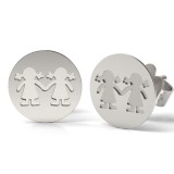 Cercei Argint 925 Banut Atcom, 12mm, Fara Pietre, Argintiu, Fetite Surori, Sistem Tija si Surub, Cadou Valentine&#039;s Day, Craciun