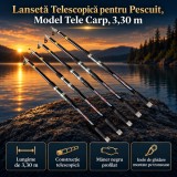Lansetă Telescopică pentru Pescuit, Model Tele Carp, 3,30 m