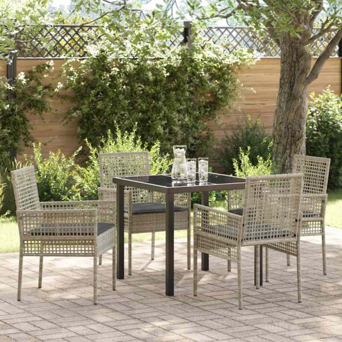 vidaXL Set de masă pentru grădină 5 pcs Gri deschis Rattan poli 3379899
