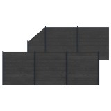 vidaXL Panou de Gardă 6 pcs WPC și Aluminiu Negru 3429424