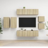 Cumpara ieftin Set dulapuri TV, 8 piese, stejar sonoma, lemn prelucrat