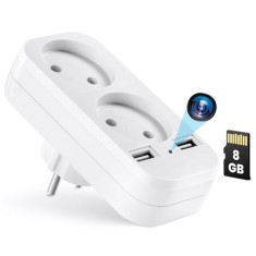 Camera Spion in Adaptor dublu iUni AD1, 8GB, Wi-Fi, Full HD, Senzor miscare foto