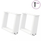 Picioare masuta cafea Gossi, forma U, 2 buc, otel alb, 50x30cm, reglabile, montaj facil