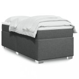 VidaXL Pat box spring cu saltea, gri &icirc;nchis, 90x190 cm, textil 3285096