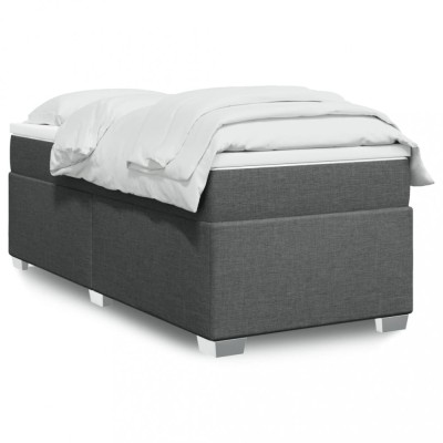 vidaXL Pat box spring cu saltea, gri &amp;icirc;nchis, 90x190 cm, textil 3285096 foto