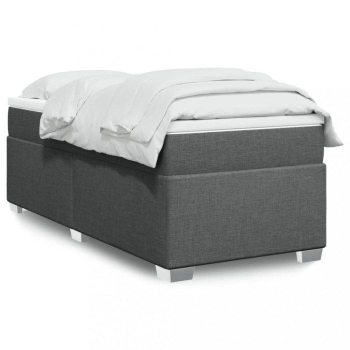 vidaXL Pat box spring cu saltea, gri &icirc;nchis, 90x190 cm, textil 3285096